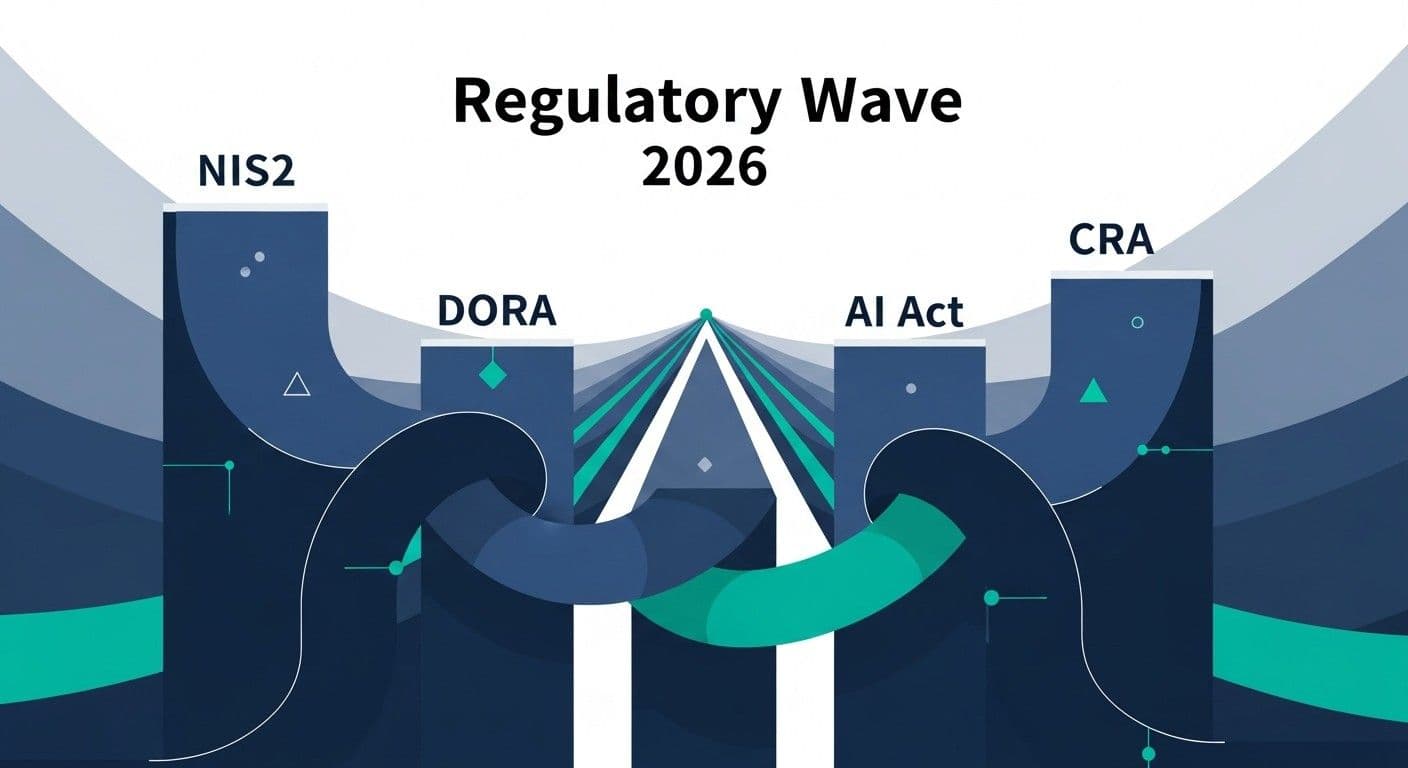Regulierungswelle 2026: NIS2, DORA, AI Act & CRA — Was Unternehmen jetzt tun müssen